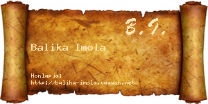 Balika Imola névjegykártya